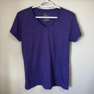 Mossy Oak Women’s sz Medium Purple Short Sleeve Tee V-Neck Cotton Blend